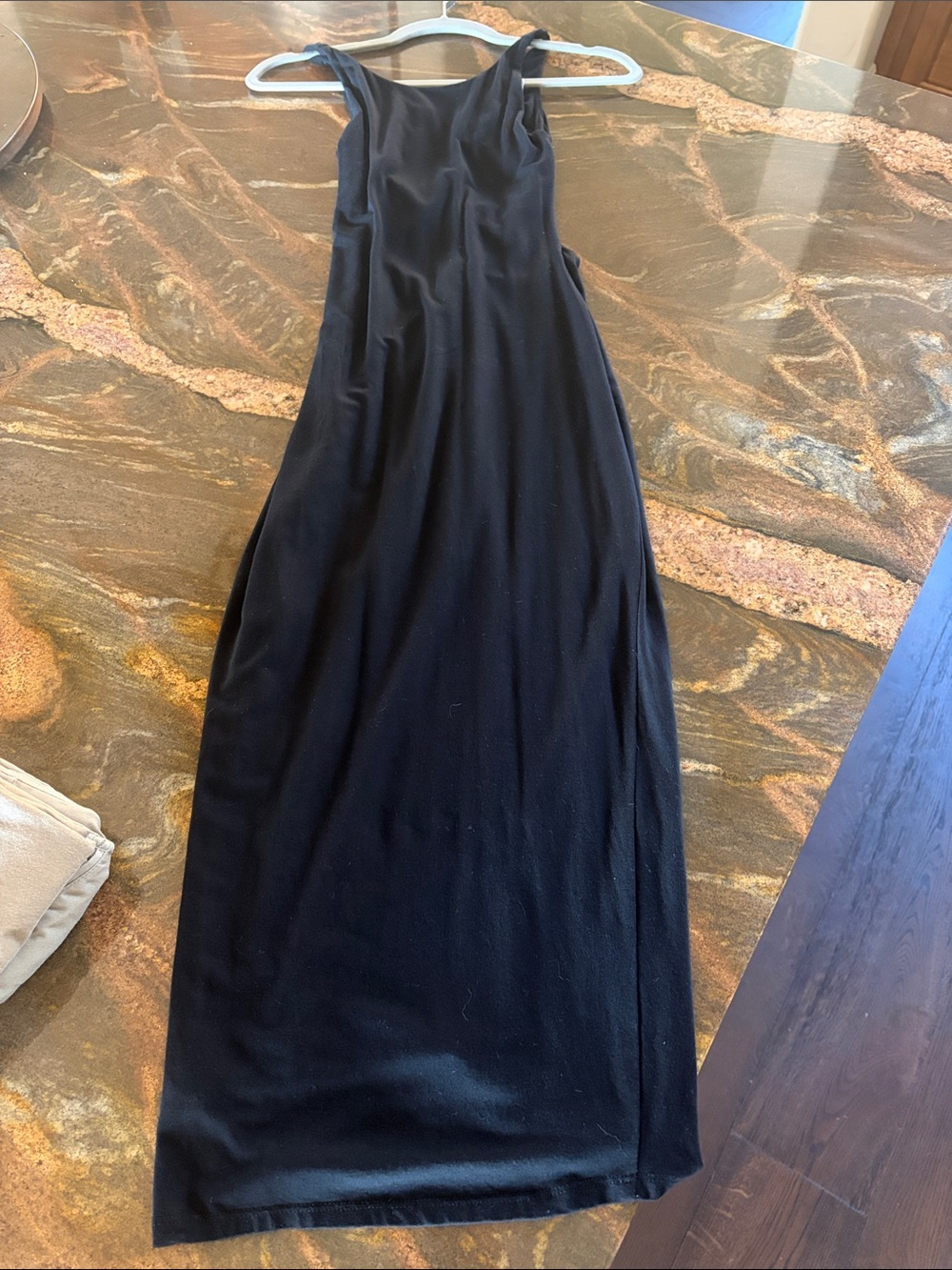 Good American Black Scoop Neck Maxi Dress